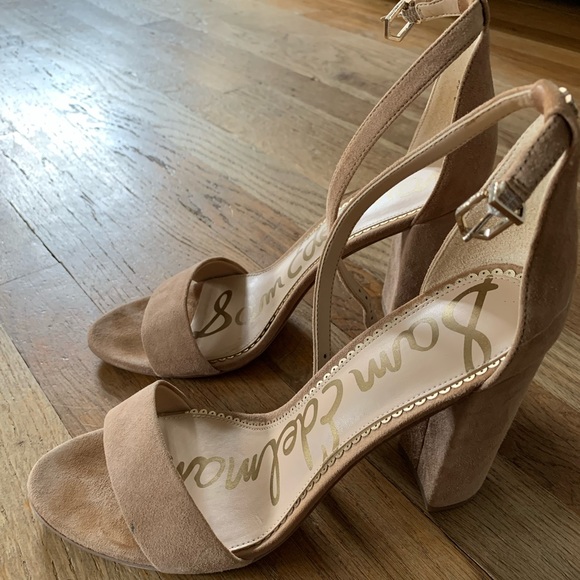 Sam Edelman nude suede 4” block heel - Picture 2 of 5